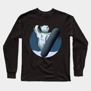 Funny polar bear as a snowboarder Long Sleeve T-Shirt